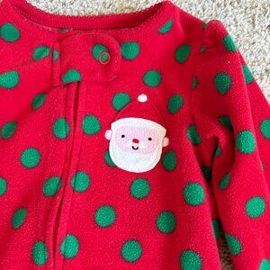 Carter’s 1-Piece Fleece Footie PJs Size 6-9 months baby winter Santa Polk-a-dots